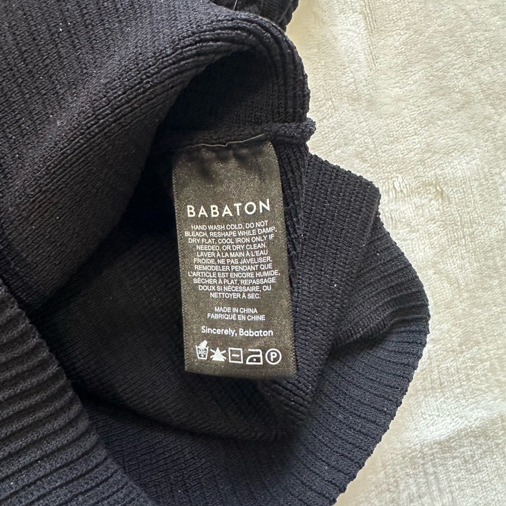 Aritzia Babaton Sculpt Knit Crop Top Womens Sz 2XS Black Ribbed Square Neck - Picture 6 of 8